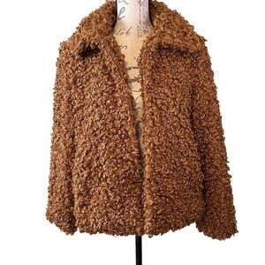 Philosophy Brown Teddy Faux Fur Womens Boho Penny Lane Jacket Coat L
